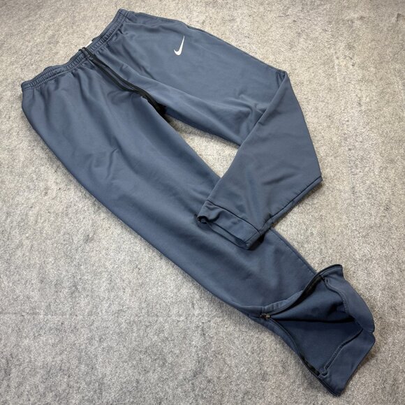 Nike Essential Therma Running Pants Men L Blue Ankle Zip AQ4887 29.5" Fleece - Picture 1 of 16